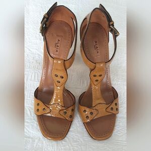 Alaia Paris Patent Leather Heels Sandals Size 37.5